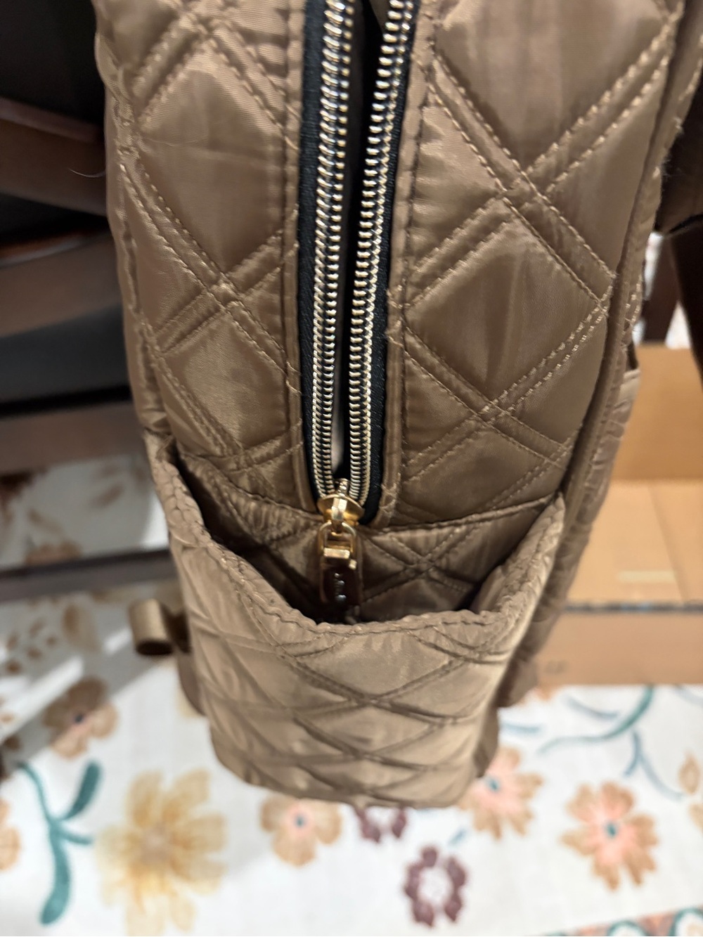 Joan David Quilted Backpack - Taupe/ Brown - Picture 4 of 7